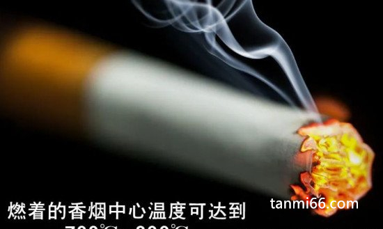 烟头中心温度可达多少度，700到800(超过棉麻等可燃物燃点)