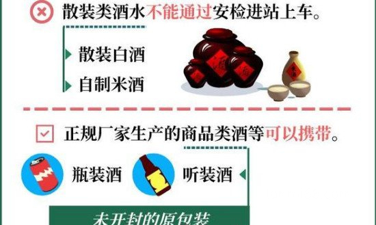 高铁可以带酒吗可以过安检吗？密封白酒可以但是有一定限制